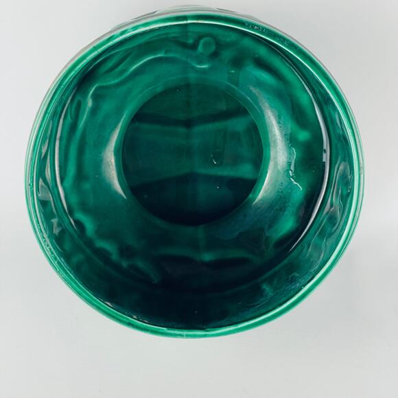 Vintage McCoy Green Pottery Planter Flower Bowl 6 3/4 x 4 5/8” - Picture 3 of 5